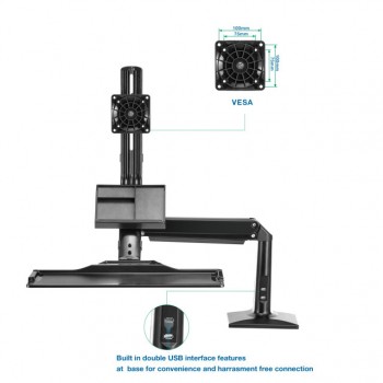 FC-35 人體工學氣壓升降電腦支架 35"FC35-B SIT/STAND DESK MOUNT (Black) [產品查詢及安裝前後事項,為保服務質素懇請各貴客前往我們的門市查詢！]