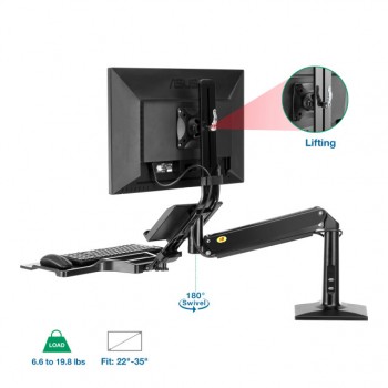 FC-35 人體工學氣壓升降電腦支架 35"FC35-B SIT/STAND DESK MOUNT (Black) [產品查詢及安裝前後事項,為保服務質素懇請各貴客前往我們的門市查詢！]