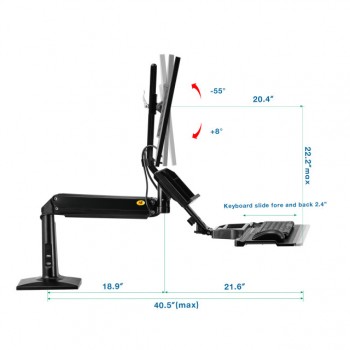 FC-35 人體工學氣壓升降電腦支架 35"FC35-B SIT/STAND DESK MOUNT (Black) [產品查詢及安裝前後事項,為保服務質素懇請各貴客前往我們的門市查詢！]